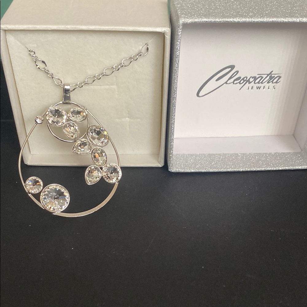 Silver Necklace with Crystal Accents